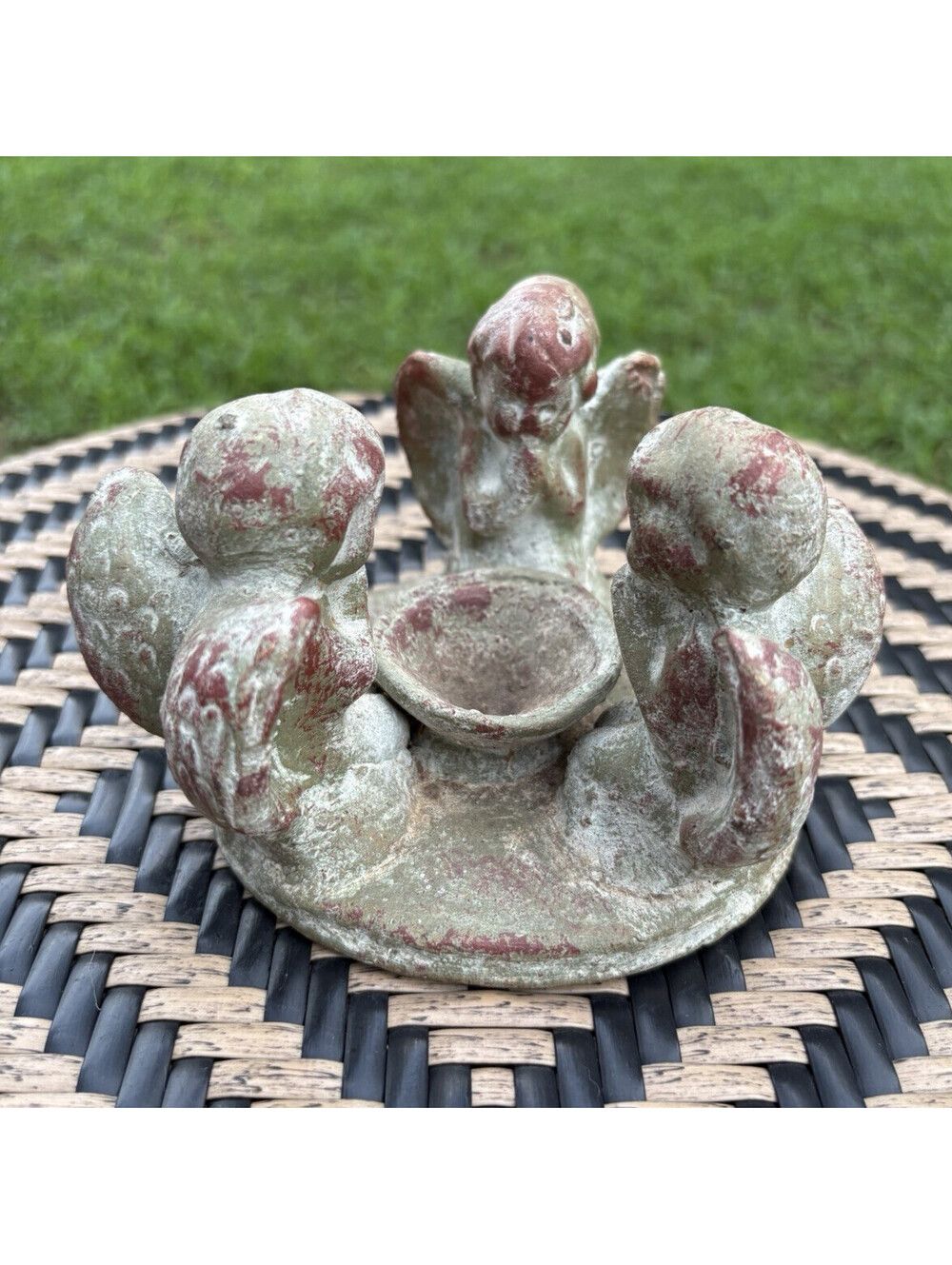 Stone Angel Tea Light Candle Holder, Round